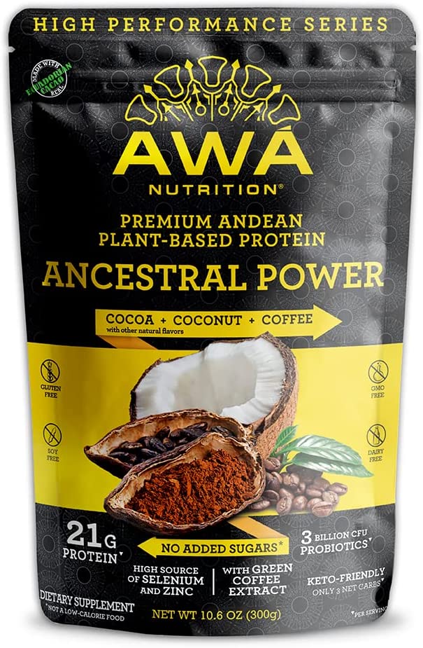 AWA Nutrition Premium Andean Plant-Based Protein Powder | Ancestral Power: Cocoa + Coconut + Coffee