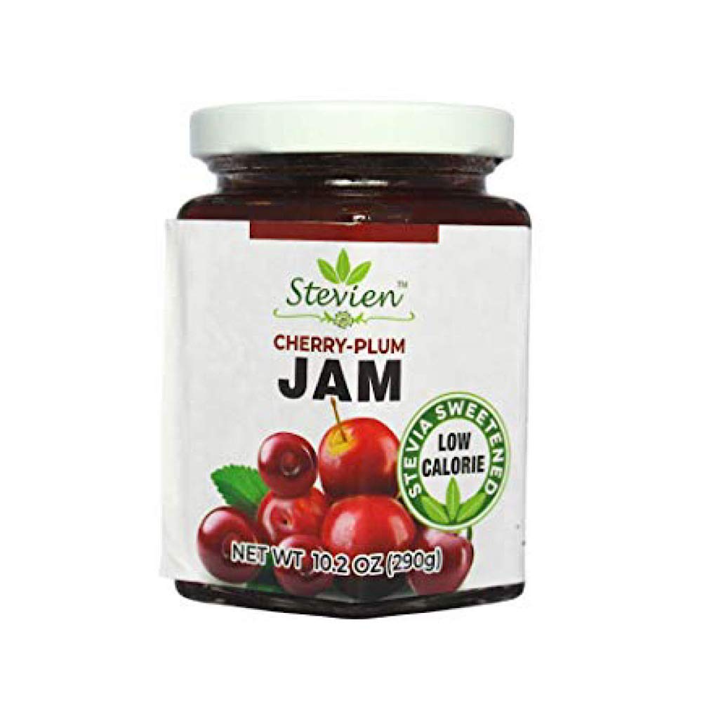 Stevien Cherry Plum Jam No Added Sugar - Keto and Diabetic Friendly, Vegan, Gluten Free, Made with Real Fruit - Sweetened with Organic Stevia