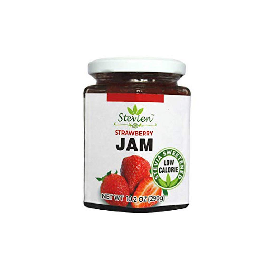 Stevien Strawberry Jam No Added Sugar - Keto and Diabetic Friendly, Vegan, Gluten Free, Made with Real Fruit - Sweetened with Organic Stevia