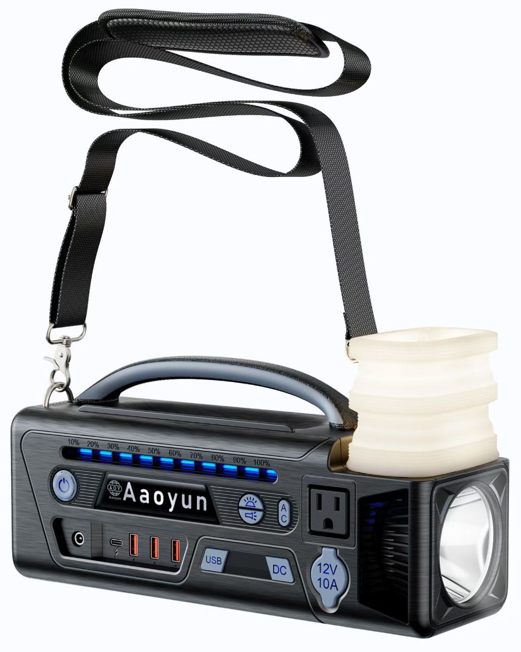 Portable Power Station 300W, 296Wh Solar Generator with 100W USB-C In/Output, Night Light & LED Flashlight, Compact Camping Battery with Strap for Outdoor CPAP Home Backup Emergency